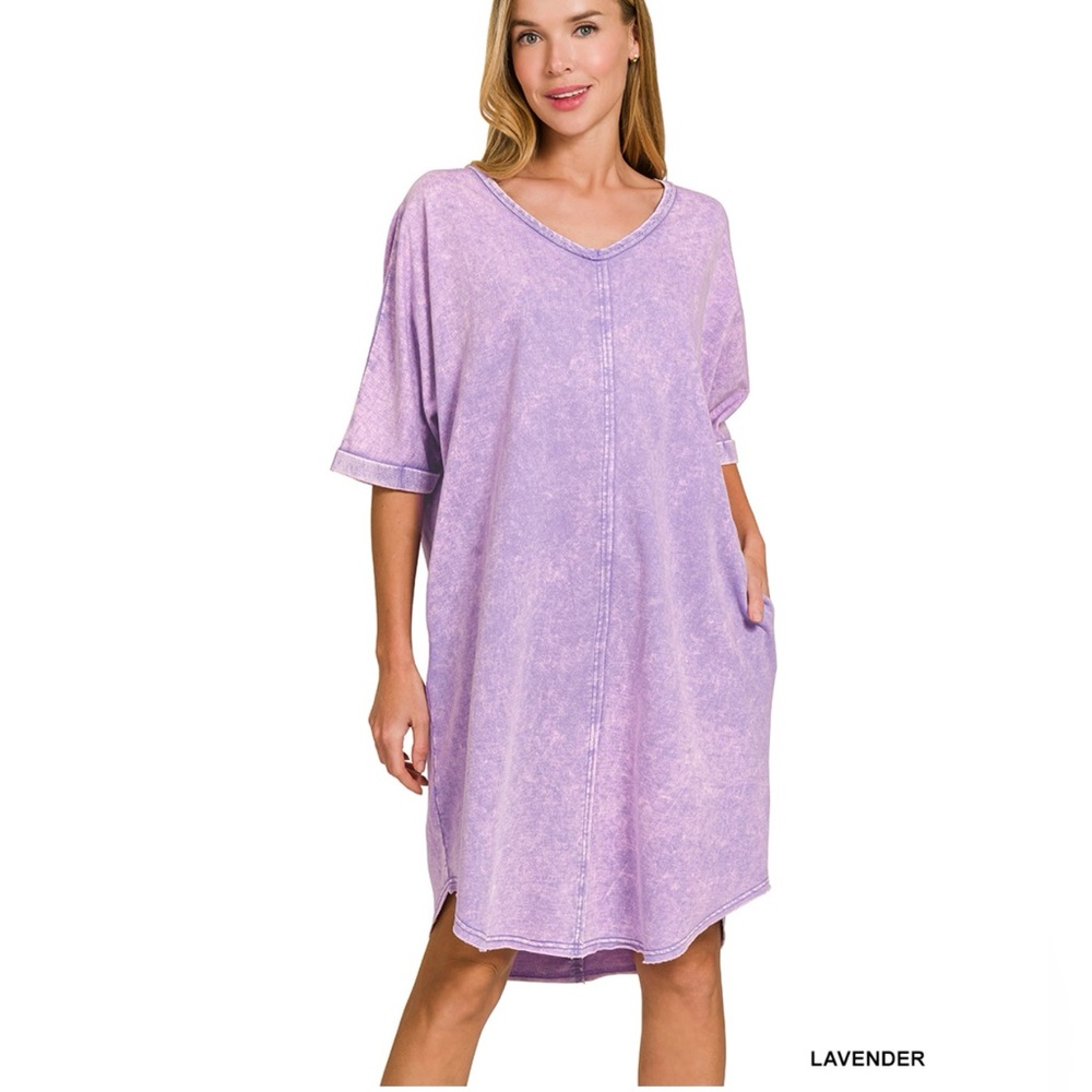 NWT ZENANA Small/ Medium acid wash T-shirt dress